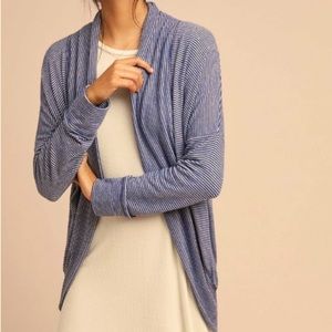 Sundry Open Front Comfy Long Sleeve Striped Cardigan Sweater slouchy Sz 2 Medium